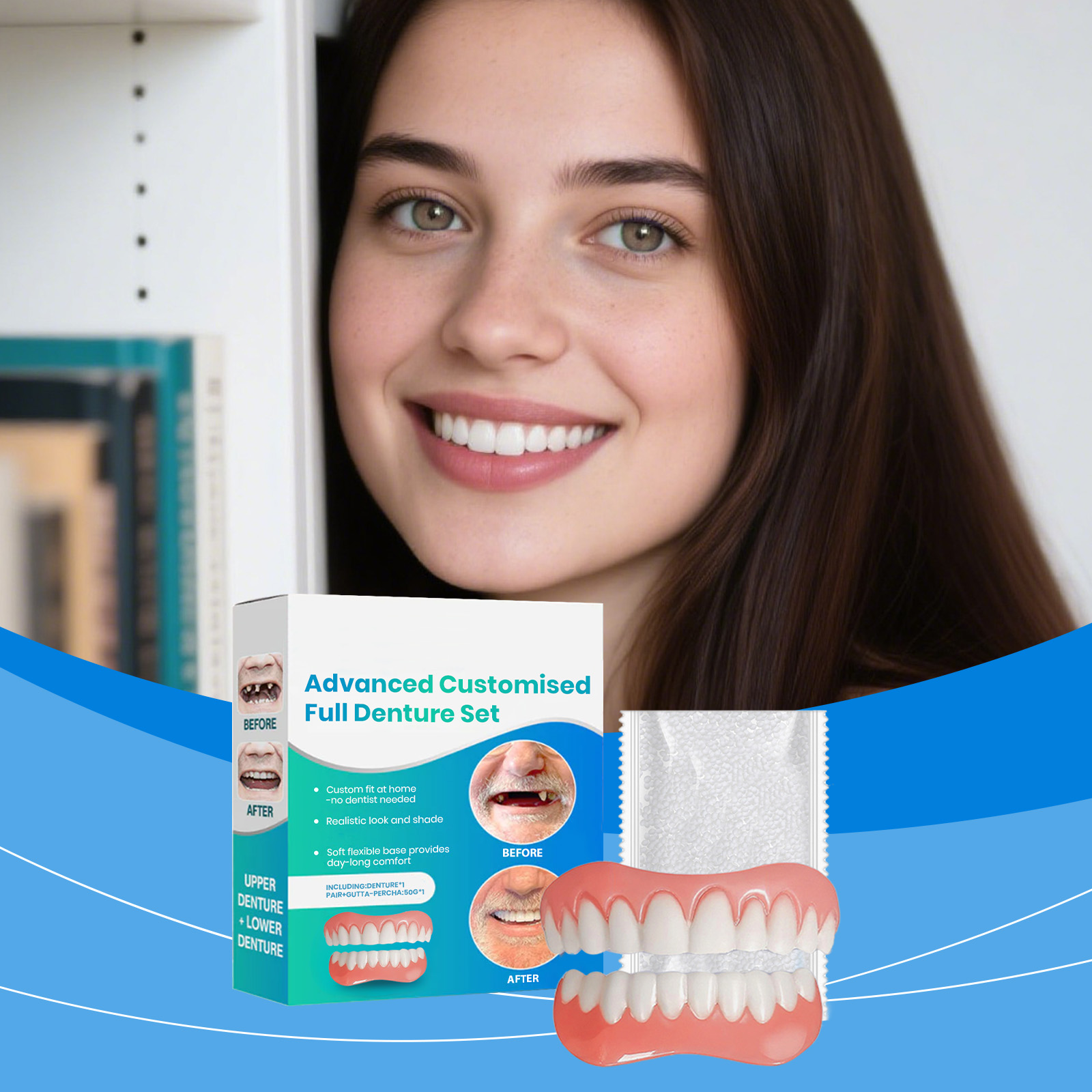 Teeth Whitening Kit - Trendiges Komfort-Silikon-Kit für flexible Prothesen: Lückenfüllung,