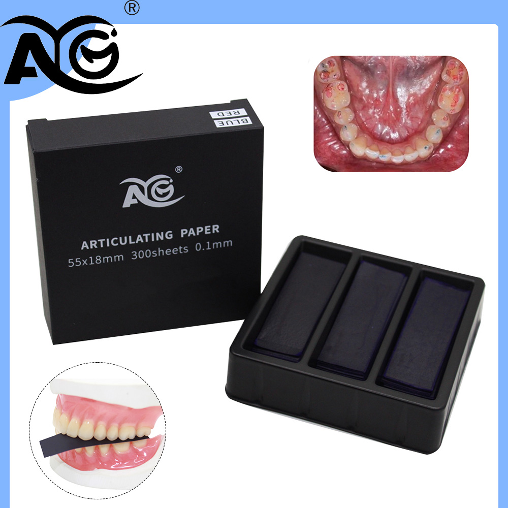 Teeth Whitening Express - AG 300 Blatt/Box Dental-Artikulationspapierstreifen Rot/Blau, Dentallaborinstrument,
