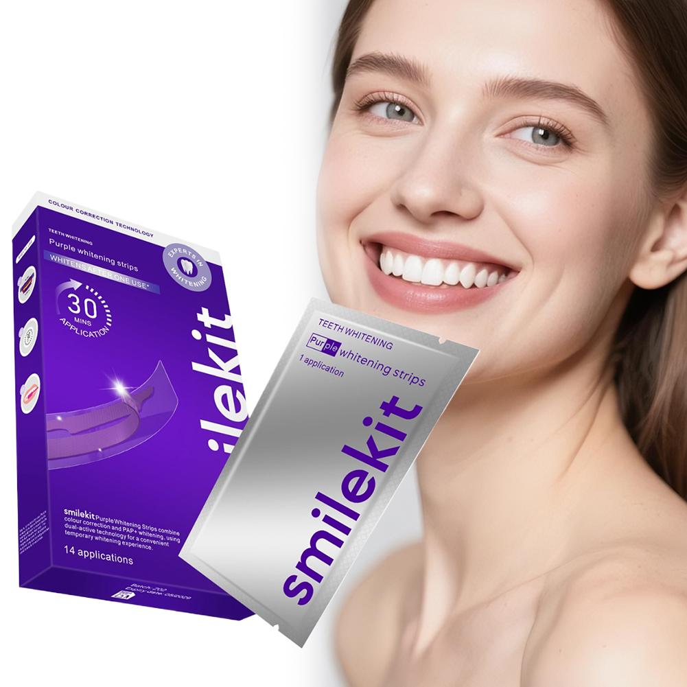 Teeth Whitening Crest - 42 Paar Lila Zahnaufhellungsstreifen V34 Zahnfarbkorrektur